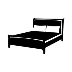 Bed Black Silhouette Icon Vector Illustration