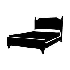 Bed Black Silhouette Icon Vector Illustration