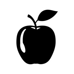 Black Apple Fruit Minimalist Silhouette Icon Vector Illustration