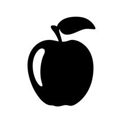 Black Apple Fruit Minimalist Silhouette Icon Vector Illustration