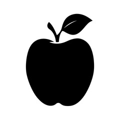 Black Apple Fruit Minimalist Silhouette Icon Vector Illustration