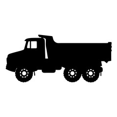 Black Dump Truck with Large Cargo Bed Side View vector illustration