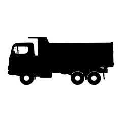 Black Dump Truck with Large Cargo Bed Side View vector illustration