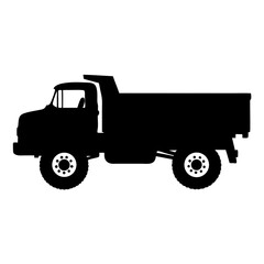 Black Dump Truck with Large Cargo Bed Side View vector illustration