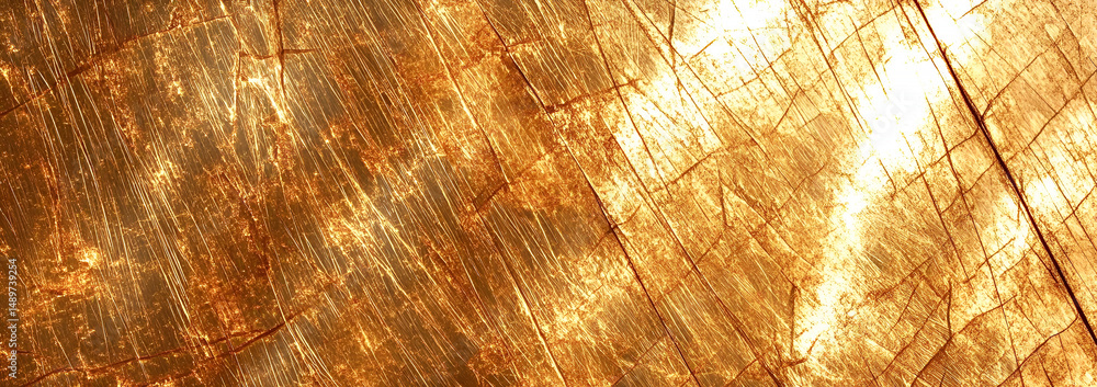 Poster abstract artistic texture of a weathered metallic surface with scratches and warm golden brown color