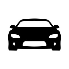 Black Front View of Generic Sports Car Icon Isolated vector illustration