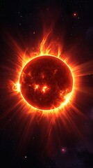 Obraz premium Stunning Solar Eclipse with Fiery Corona and Starry Background