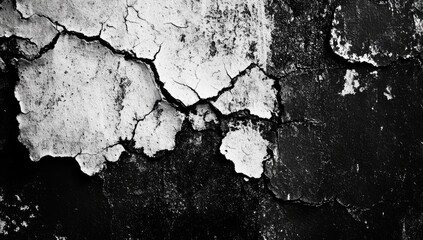 Obraz premium Cracked, weathered surface. Dark, aged texture with deep fissures and peeling paint