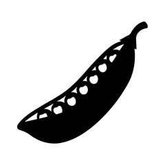 Black Pea Pod with Peas Icon Isolated on White Background vector illustration