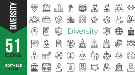 Diversity & Inclusion Icon Set – Equality, Culture, Tolerance & Human Rights

