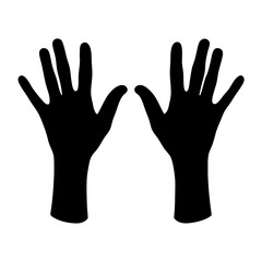 Black Silhouette of Two Open Hands Reaching Up Icon Isolated vector illustration