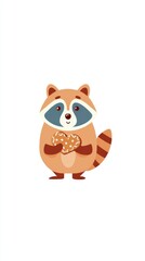 Adorable Pixel Art Raccoon Holding Heart Cookie