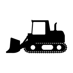 bulldozer with tracks and blade icon isolated on white vector illustration