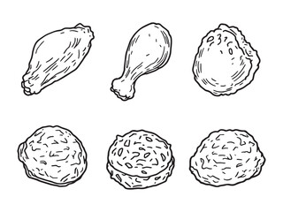 Fried Chicken line art vector illustration