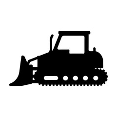 bulldozer with tracks and blade icon isolated on white vector illustration