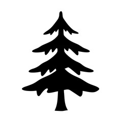 christmas tree with distinct branches silhouette icon vector illustration