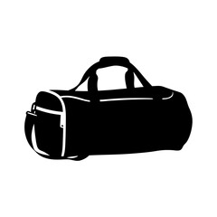 classic black duffel bag with handle black silhouette vector illustration