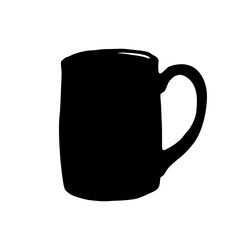 coffee mug black silhouette icon isolated on white vector illustration