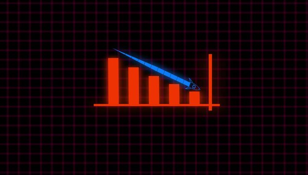 Animated down graph icon designed in flat icon style, business or finance concept icon. Finance, Business Info graphic animation, Bar graph.