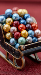 Colorful Pearls in Ornate Sleigh