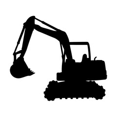 compact excavator black silhouette icon isolated vector illustration