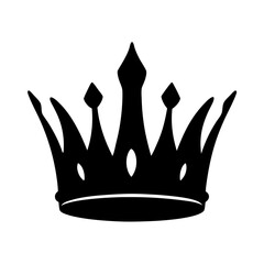 crown black silhouette icon isolated on white background vector illustration