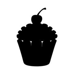 decorative cupcake black silhouette icon isolated vector illustration
