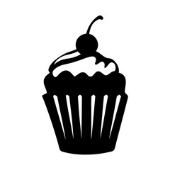 decorative cupcake black silhouette icon isolated vector illustration