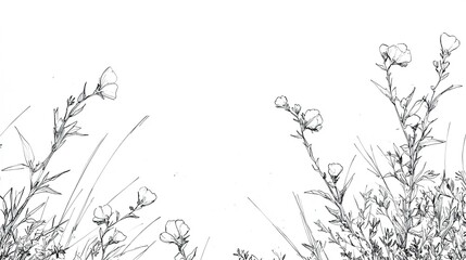 Delicate floral sketch of wildflowers in a minimalist style.