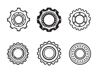 Gears and Bearings line art vector illustration