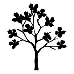dogwood tree black silhouette vector illustration