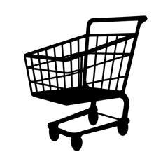 empty shopping cart black silhouette vector illustration