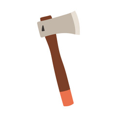 Simple camping axe. Axe doodle Illustration. Hand drawn flat style instrument. Equipment for hiking and camping