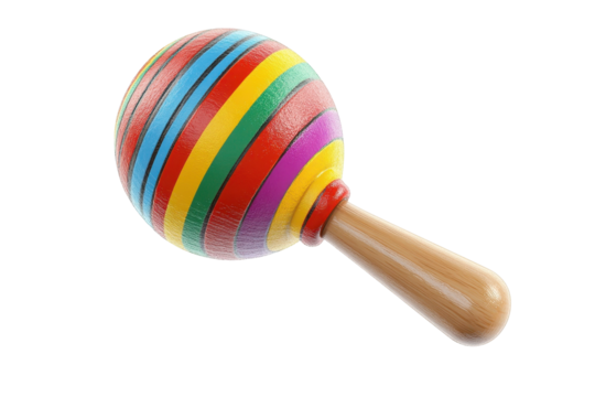 A vibrant striped maraca celebrating Latin music and dance evoking festive joy and rhythm on a on transparent background