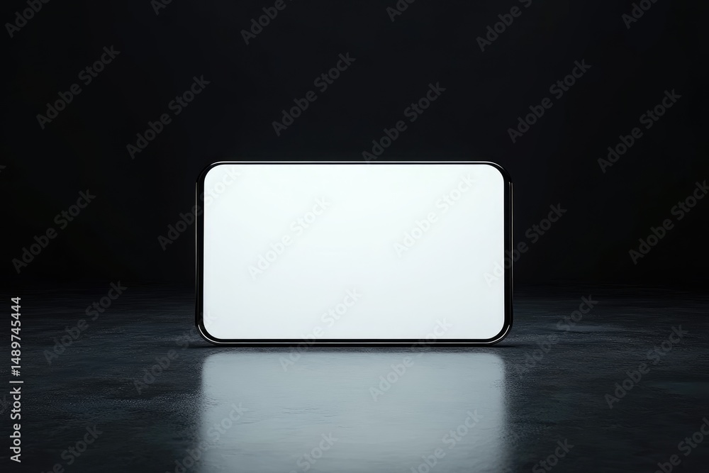 Poster empty screen device, illuminated in dark space