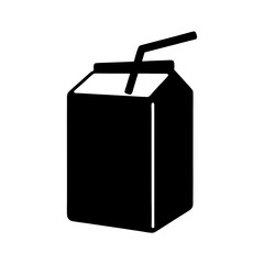 juice box with straw black silhouette vector illustration