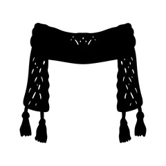 knitted scarf with tassels black silhouette icon vector illustration