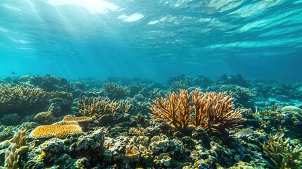 Naklejka premium Underwater coral reef exploration ocean nature photography vibrant ecosystem immersive viewpoint marine life