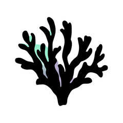 coral sea plant black silhouette vector illustration