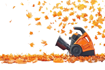 Capturing autumn s fleeting beauty an orange leaf vacuum efficiently collects falling leaves on transparent background
