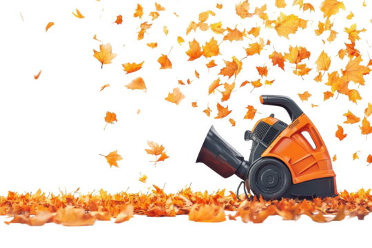 Capturing autumn s fleeting beauty an orange leaf vacuum efficiently collects falling leaves on transparent background