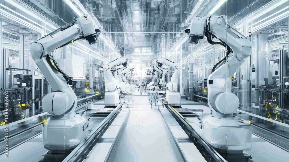 Poster robotic arms in automated factory