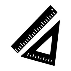 Fototapeta premium Ruler and set square drafting tool silhouette vector illustration