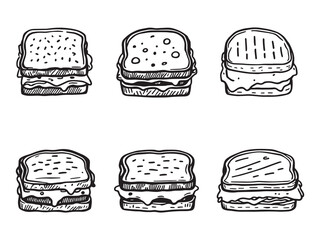 Grilled Cheese line art vector illustration