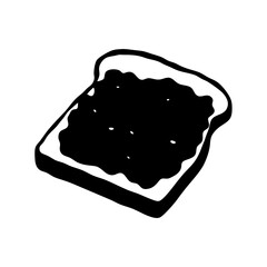 Toasted bread slice with jam black silhouette vector illustration