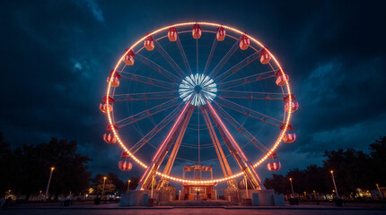 Romantic Ferris Wheel at Night with Lights — AI Generated