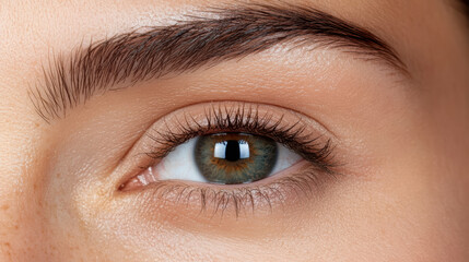 Obraz premium Closeup of beautiful eye with clear skin, showcasing natural beauty and detail