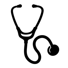 Modern stethoscope black silhouette icon vector illustration