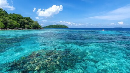 Fototapeta premium Relaxing seascape adventure tropical island nature photography crystal clear water wide angle tranquility