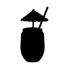 Beach tiki drink black silhouette icon vector illustration
